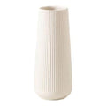 Ribbed Ceramic Vase For Flowers Cream Yellow 3.5"L X .5"W 7.9"H(Frostedwhite)