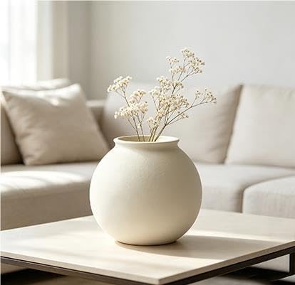 Matte Ceramic Round Vase, Off-White, 6.69 In X 5.9 In - product image 4