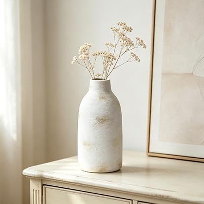 Brushed Wash Ceramic Vase, 12 In, White - product image 4