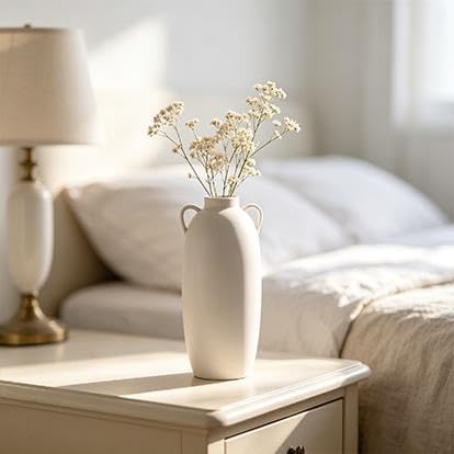 Stoneware Vase With Handles, Cream/White, 15 In - product image 5