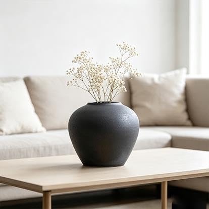 Ceramic Round Urn Vase, 7 In, Dark Gray - product image 5