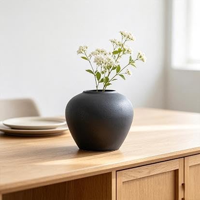 Ceramic Round Urn Vase, 7 In, Dark Gray - product image 4