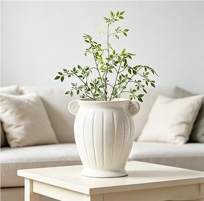 8" White Planter Ceramic Scroll Vase - product image 6