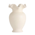 Ruffle Shaped Off-White Ceramic Tabletop Vase