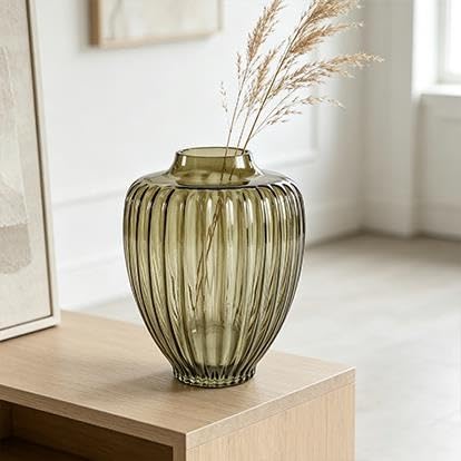 Green Glass Vase, 7.5" L X 9.65" H - product image 6