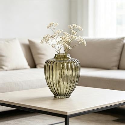 Green Glass Vase, 7.5" L X 9.65" H - product image 3