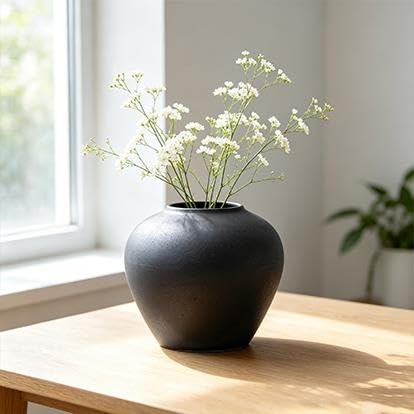 Ceramic Round Urn Vase, 7 In, Dark Gray - product image 2