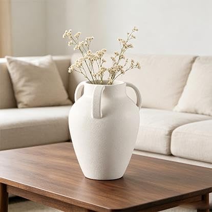 White Handled Ceramic Vase, 7.48 In X . In 9.45 In - product image 5