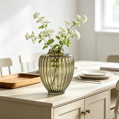 Green Glass Vase, 7.5" L X 9.65" H - product image 4