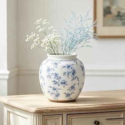 8 In Pink Floral Round Ceramic Vase(Blue) - product image 6