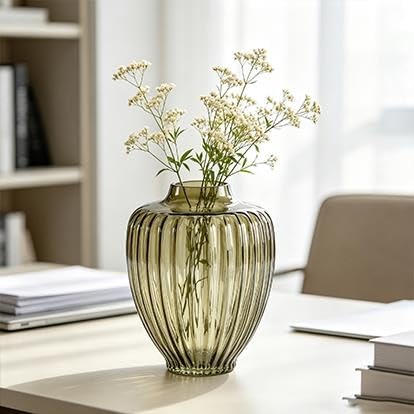 Green Glass Vase, 7.5" L X 9.65" H - product image 7