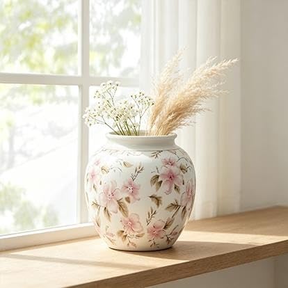 8 In Pink Floral Round Ceramic Vase(Pink) - product image 5