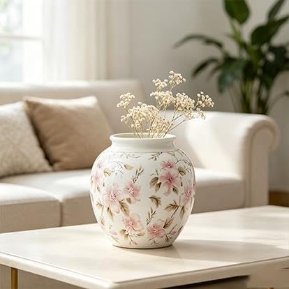8 In Pink Floral Round Ceramic Vase(Pink) - product image 6