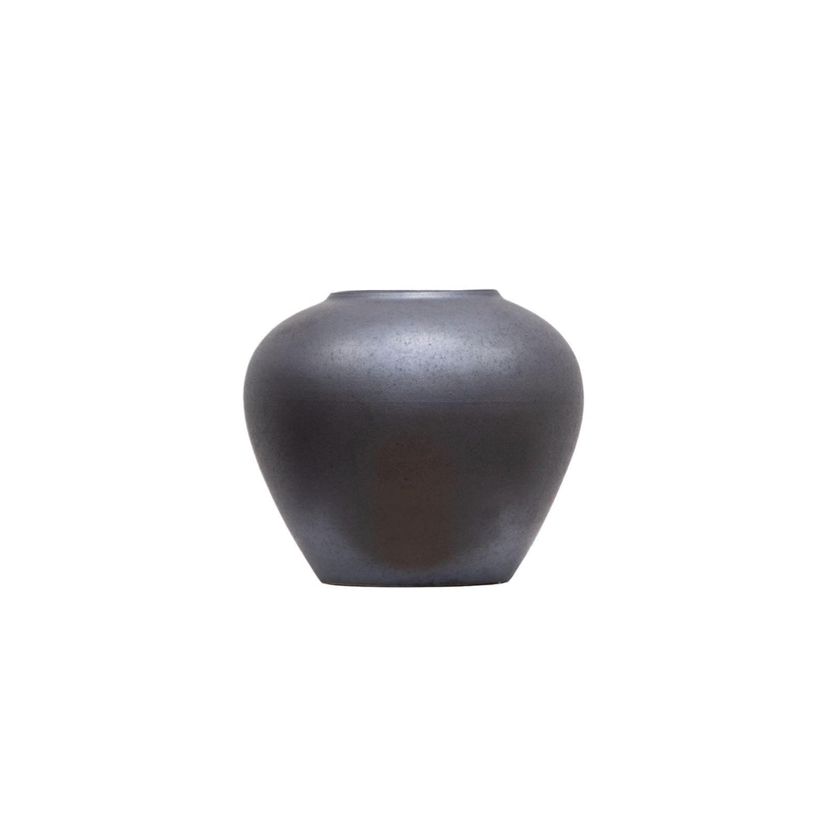 Ceramic Round Urn Vase, 7 In, Dark Gray