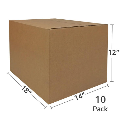10 Pack Single Wall Corrugated Medium Moving Boxes 18 X 14 12 Inch, 32 ECT Crush Resistant Flat Foldable Stackable Storage Cartons For Dorm Office Household Packing Shipping product image