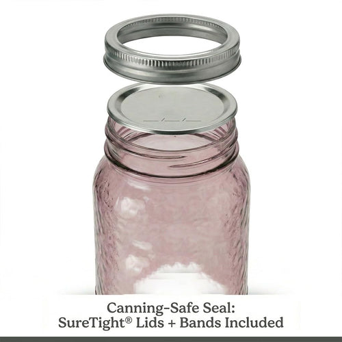 (2 Pack) Vintage Rose Tinted 32oz Regular Mouth Quart Glass Canning Jars With Lids & Metal Bands, 4 Count Large Airtight Preserving Containers For , Storage, Drinks & Rustic Decor product image