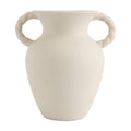 Off-White Ceramic Tabletop Vase With Knotted Design Handle, 10.87" Tall