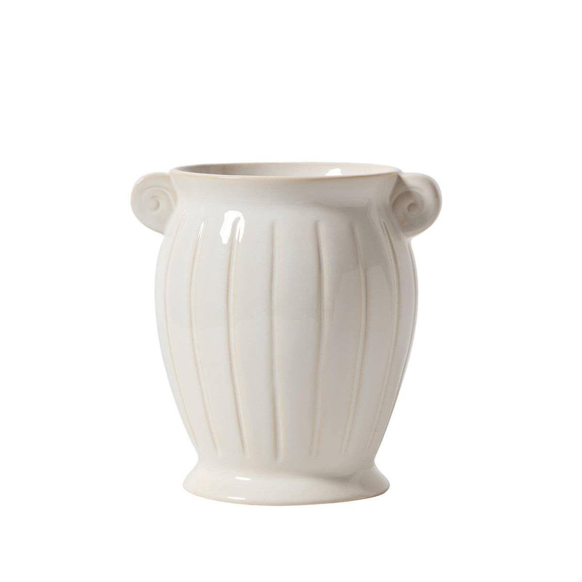 8" White Planter Ceramic Scroll Vase