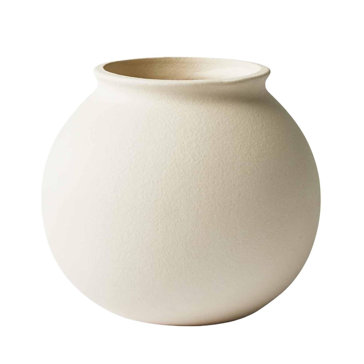 Matte Ceramic Round Vase, Off-White, 6.69 In X 5.9 In