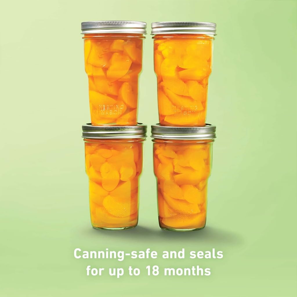 2 Pack Nesting Wide Mouth Pint Mason Jars 4-Count, 16oz BPA-Free Glass Canning With Airtight Lids & Bands, Space-Saving Stackable Nestable For Preserving, Drinks & On-the-Go Use product image