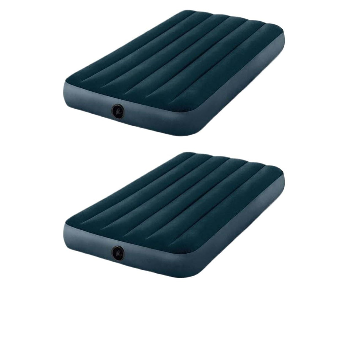 2 Pack Twin Size 10 Inch Inflatable Air Mattress, Flocked Top Vinyl Bed, 300 LBS Weight Capacity, 2-in-1 Valve, Pump Not Included For Indoor Outdoor Camping Guest Use