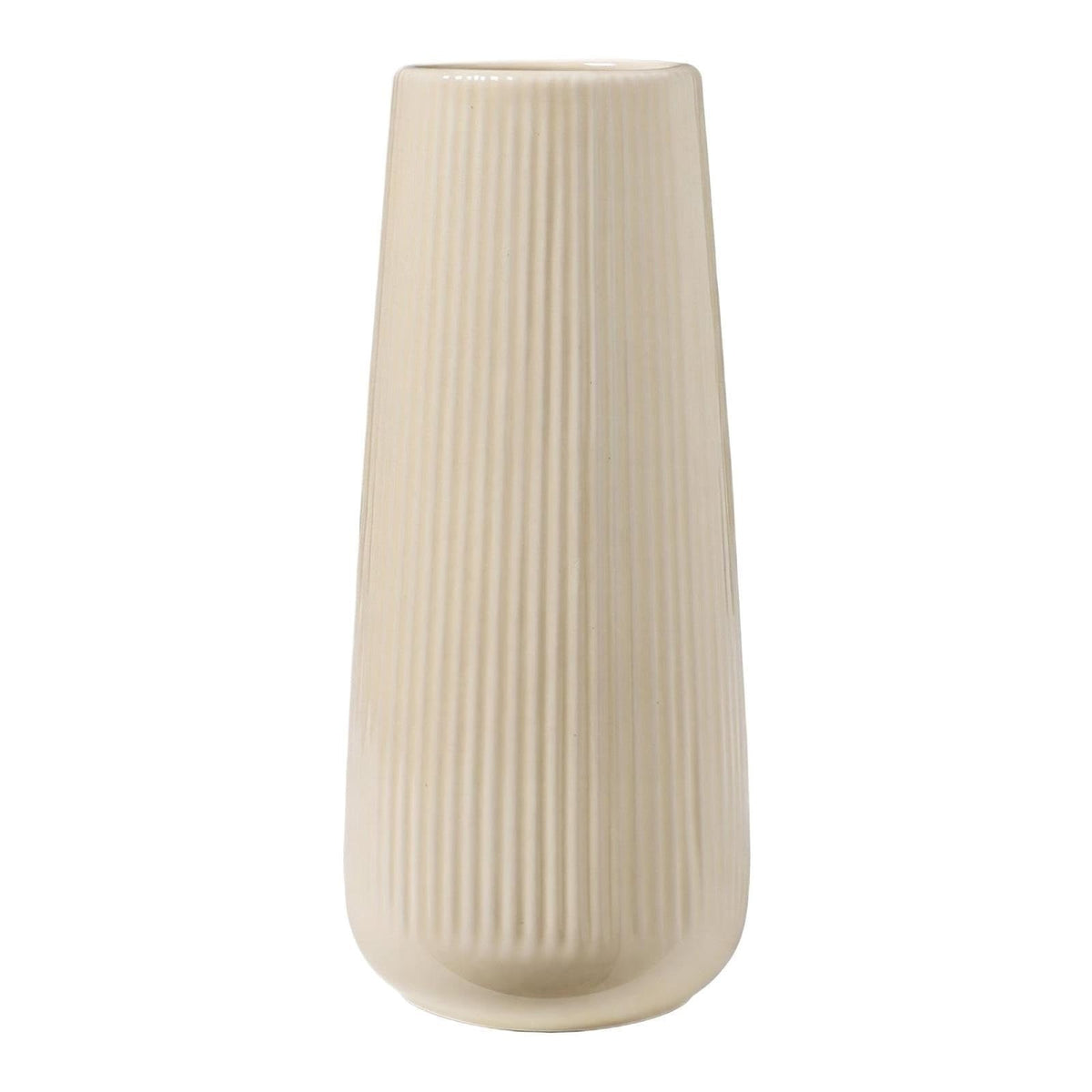 Ribbed Ceramic Vase For Flowers Cream Yellow 3.5"L X .5"W 7.9"H(CreamYellow)