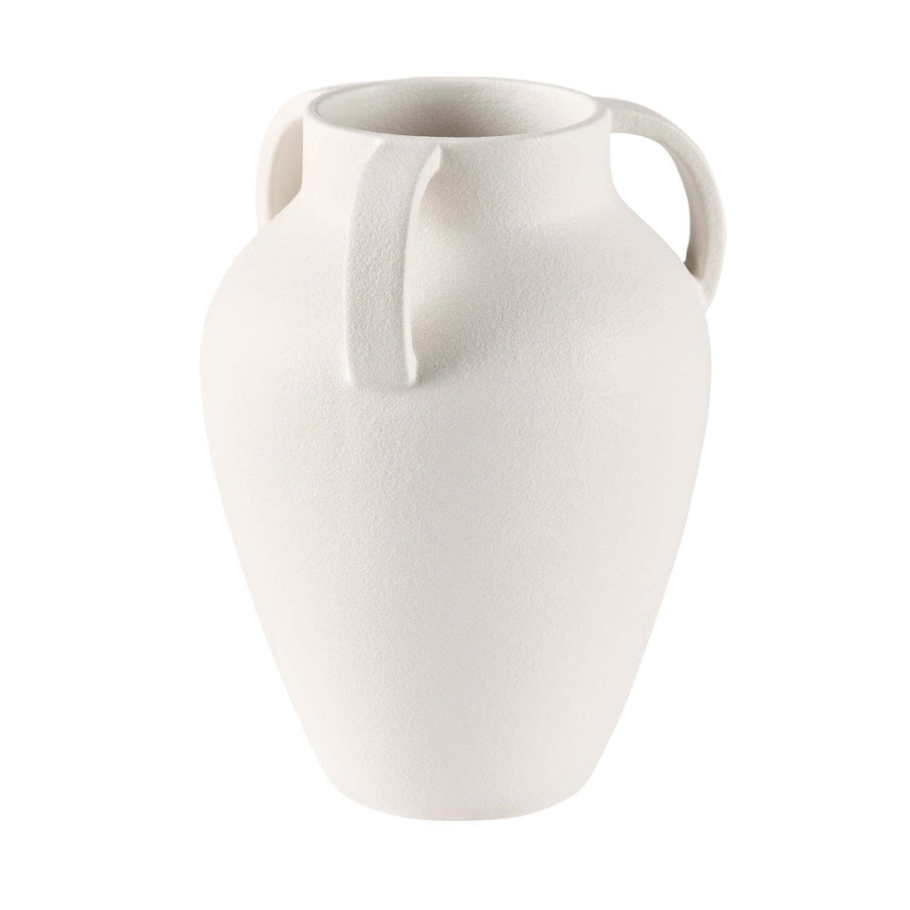 White Handled Ceramic Vase, 7.48 In X . In 9.45 In