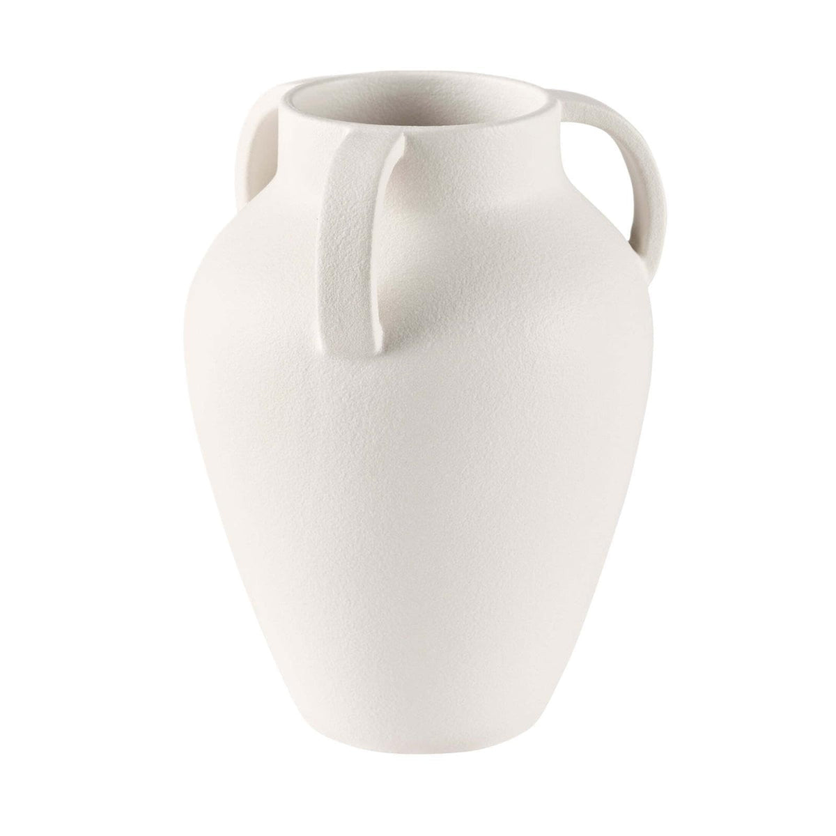 White Handled Ceramic Vase, 7.48 In X . In 9.45 In