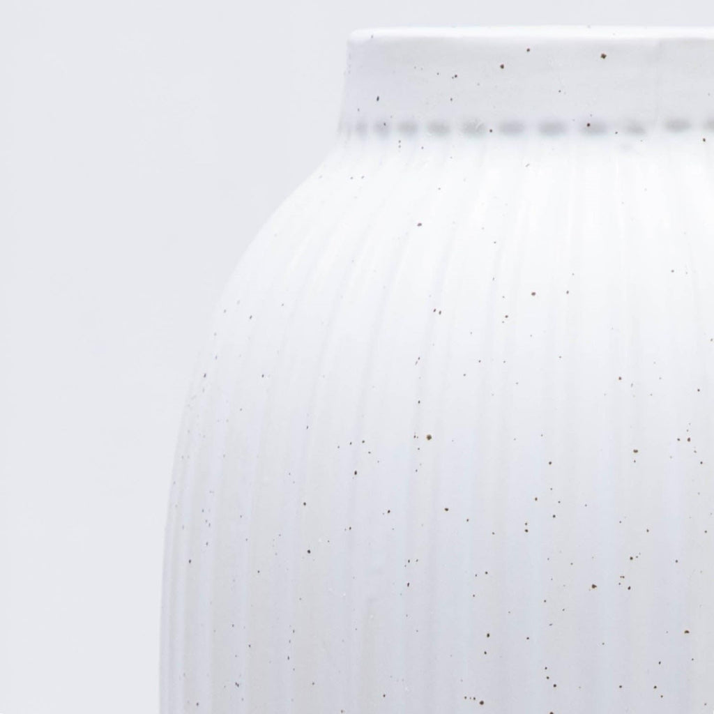 Speckled Ribbed Ceramic Vase, 16 In, White - product image 2