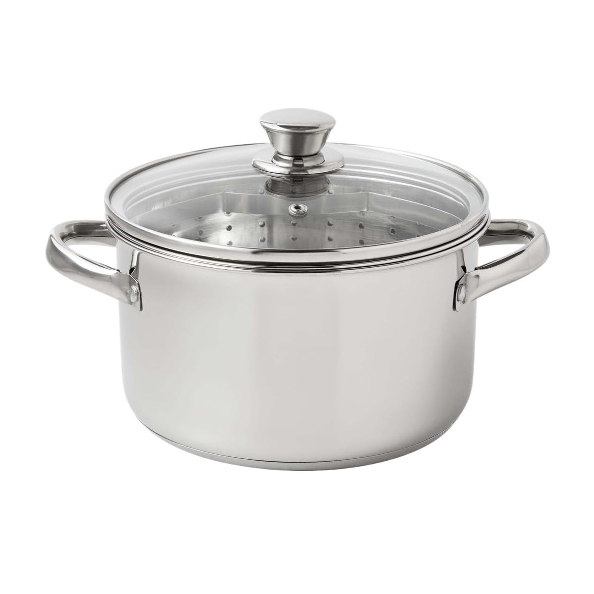 4 Quart Stainless Steel Steamer Pot With Shatter Resistant Glass Lid & Mesh Basket, Tri-Ply Base Induction Compatible Cookware For Vegetables Pasta Seafood