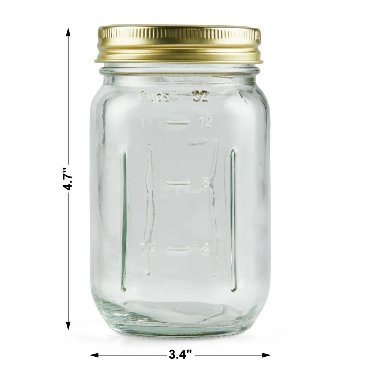 (2 Pack) 16oz Regular Mouth Pint Quilted Glass Canning Jars With Gold Metal Lids & Screw Bands, 24 Count Airtight Storage For , Meal Prep, Drinks & DIY Gifts product image