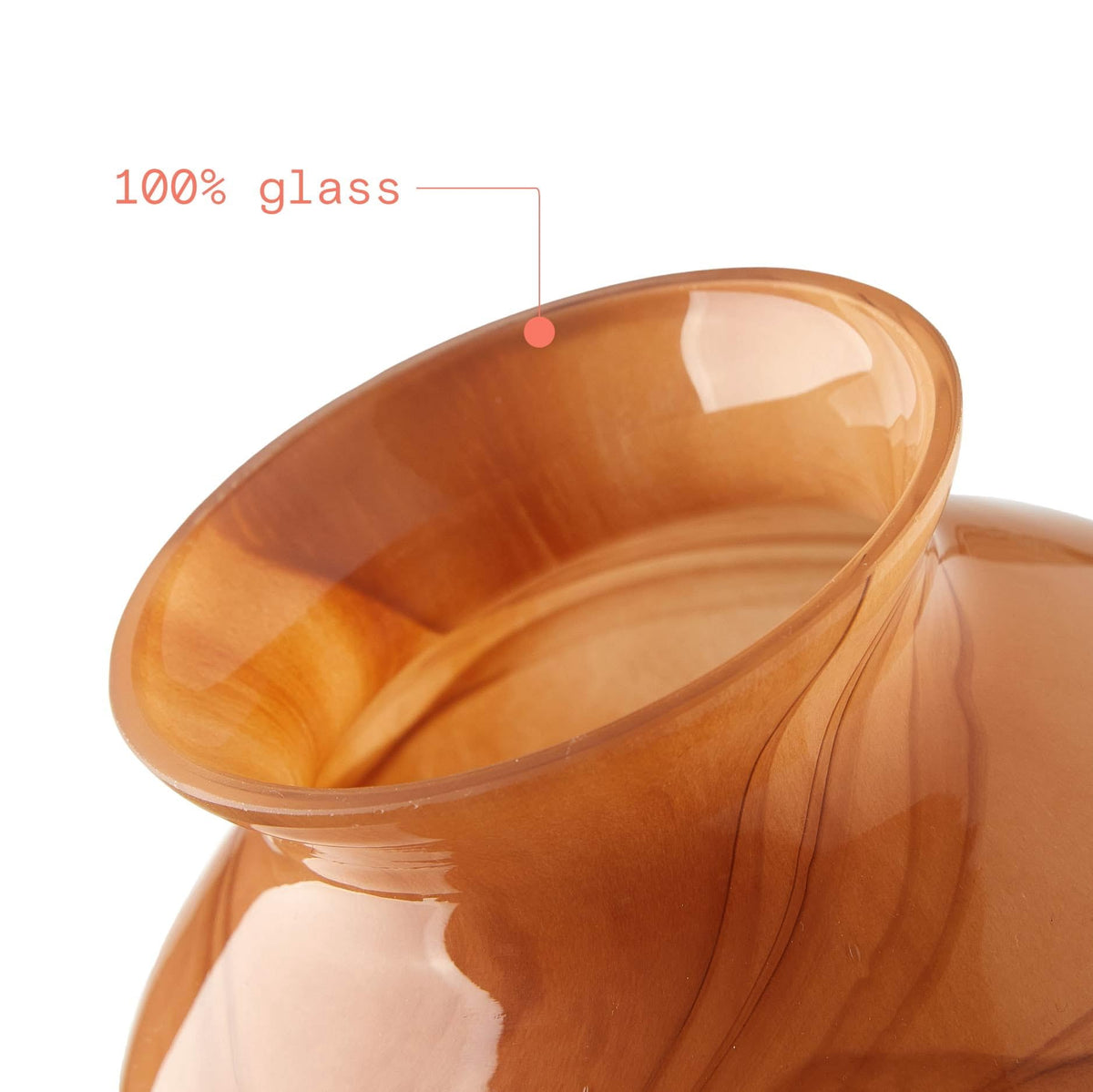 6.89" x 7.95" Round Brown Marbled Glass Vase - product image 2