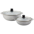 2.5/7QT Cast Aluminum Caldero 2-Piece Set With Glass Lid, 22/30CM Thickened Oven Safe Cooking Pot, Multipurpose Kitchen For Stewing, Braising, Soup And Sauce Making