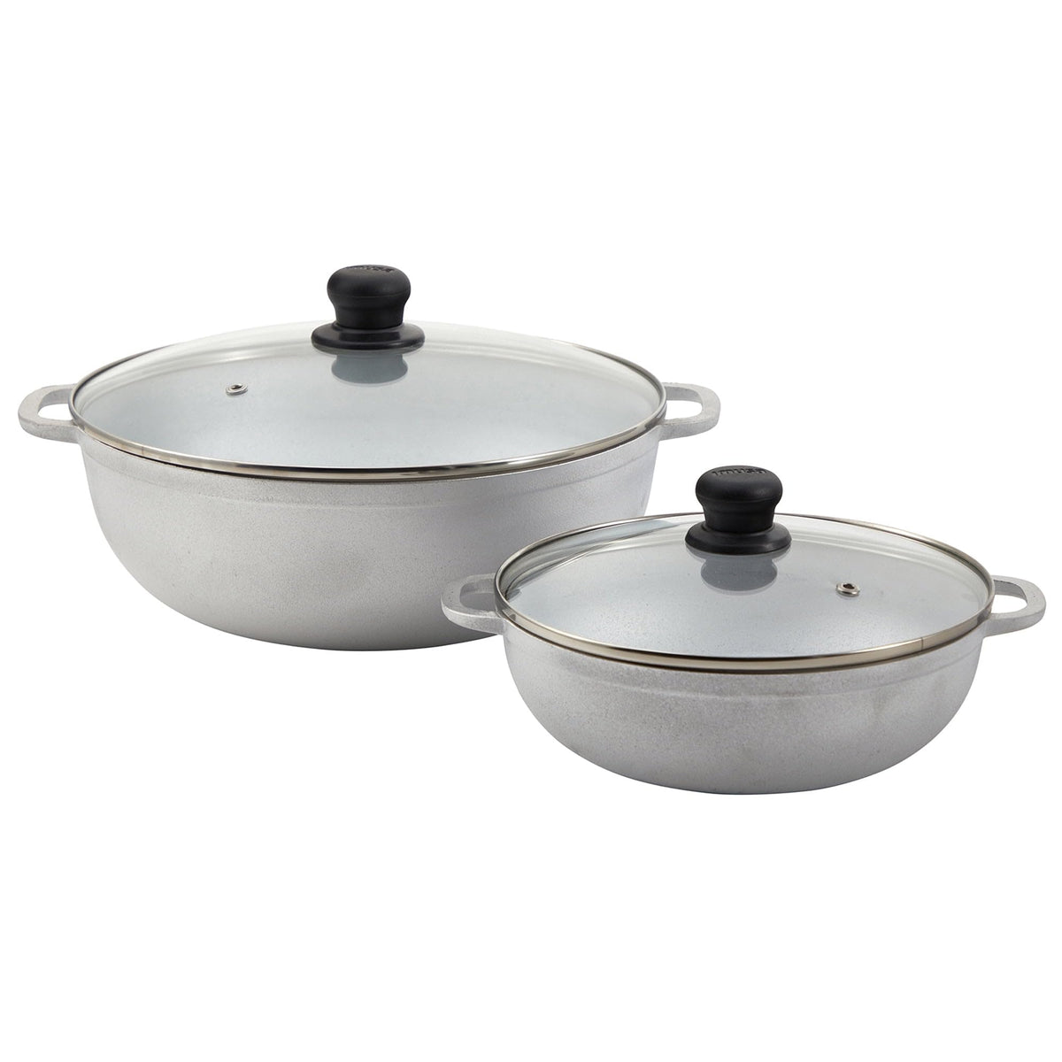 2.5/7QT Cast Aluminum Caldero 2-Piece Set With Glass Lid, 22/30CM Thickened Oven Safe Cooking Pot, Multipurpose Kitchen For Stewing, Braising, Soup And Sauce Making