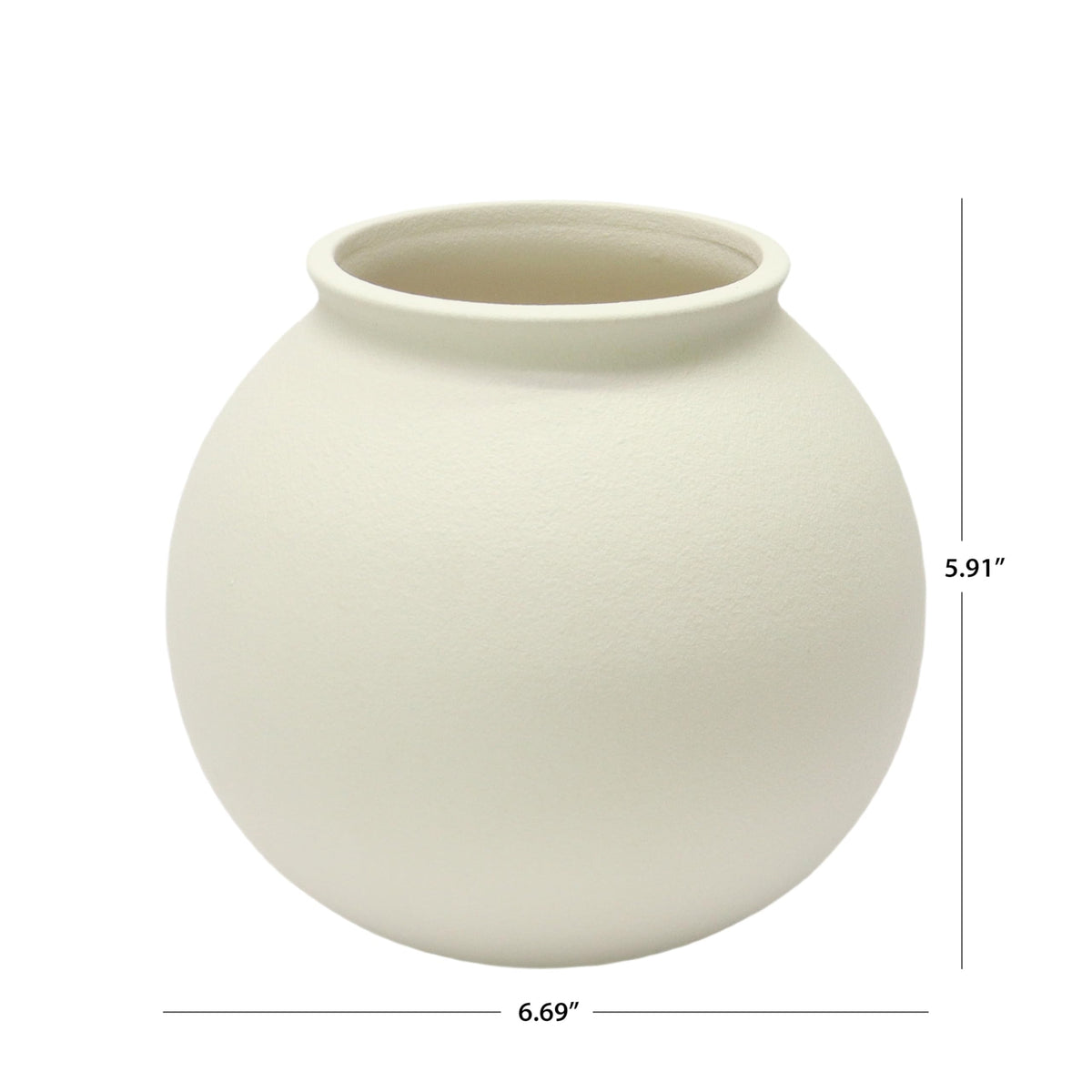 Matte Ceramic Round Vase, Off-White, 6.69 In X 5.9 In - product image 3