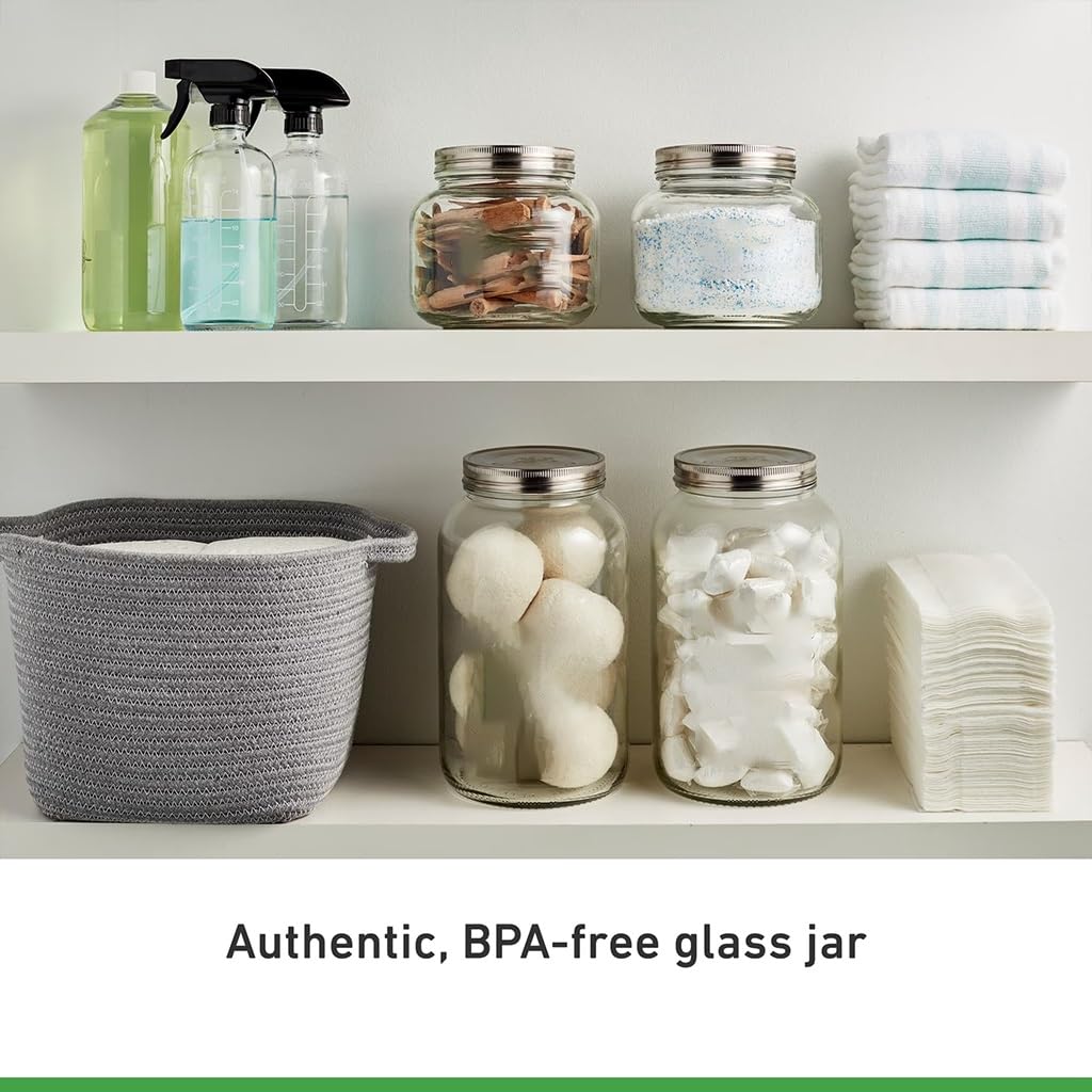 2 Pack Ball Half Gallon Decorative Glass Storage Jars, Single Jar Per , Airtight Stainless Steel Lids, BPA-Free Clear Wide Mouth Canisters For Pantry Dry Goods, Bathroom & Craft Organization product image
