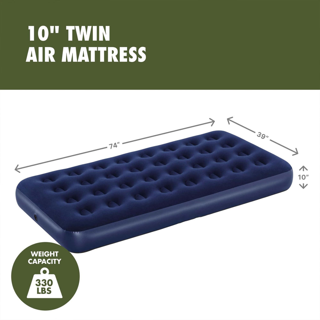 10 Inch Twin Inflatable Air Mattress Without Pump, Coil Beam Blow Up Bed With Flocked Top, 330 LBS Weight Capacity, Repair Patch Included For Indoor Guest Room Outdoor Camping Travel product image