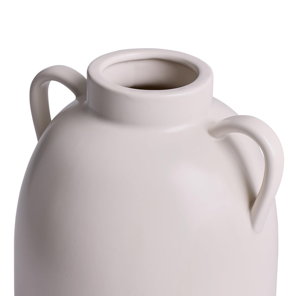 Stoneware Vase With Handles, Cream/White, 15 In - product image 2