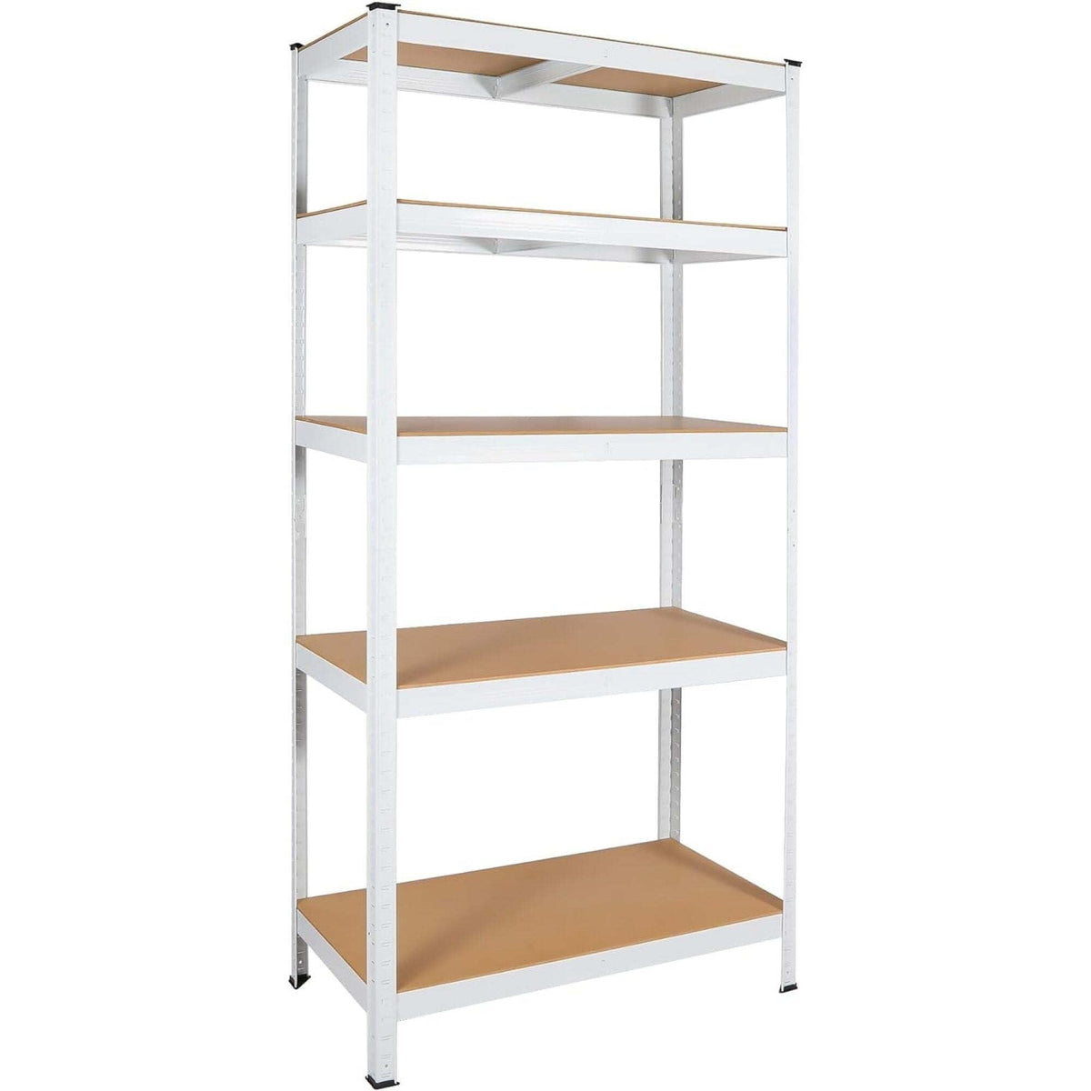 5-Tier Adjustable Metal Storage Shelving Unit, White Heavy-Duty Boltless Utility Rack For Garage Pantry Warehouse, 29×12×59 Inch