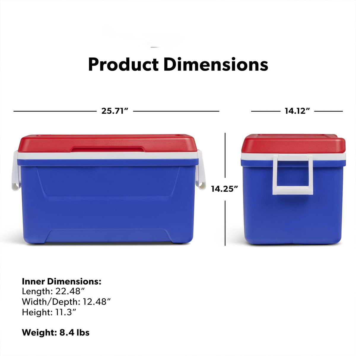48QT Hard Sided Insulated Ice Chest Cooler Box, 45L Large Capacity Long Lasting Cooling With Stain Odor Resistant Liner For Camping Beach Picnic Tailgating Family Outdoor Gatherings product image