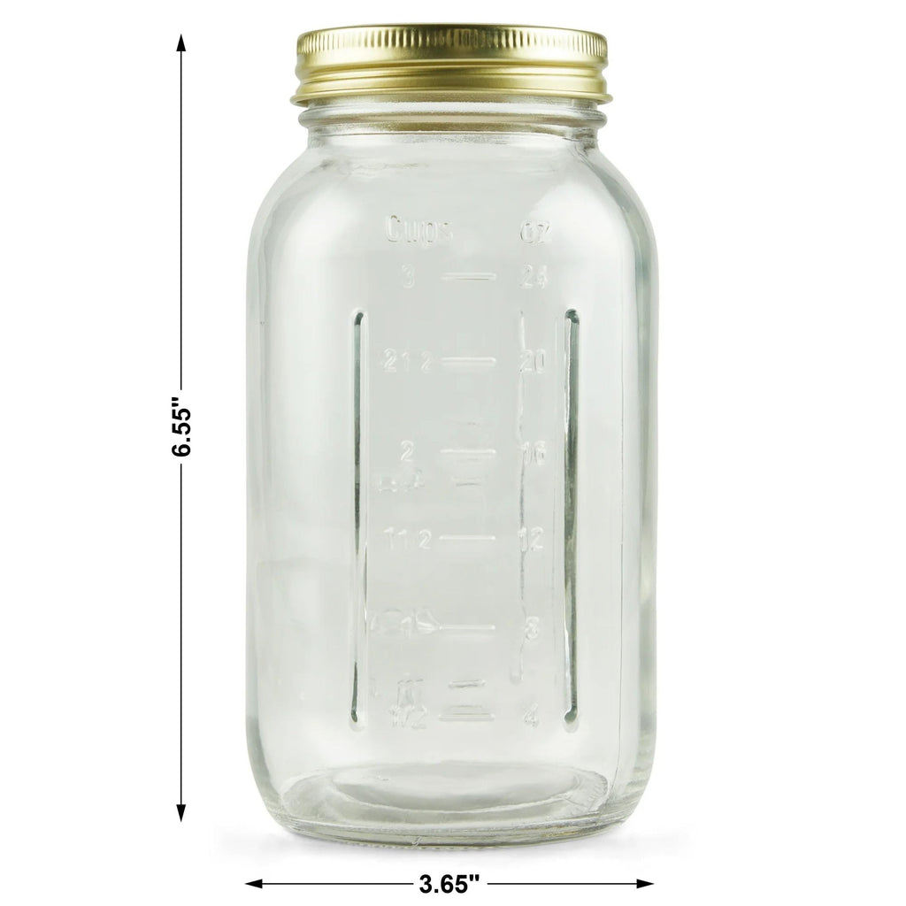 (2 Pack) 32oz Regular Mouth Quart Glass Canning Jars With Gold Lids & Screw Bands, 12 Count Large Airtight Storage Containers For , Fermenting & DIY Decor product image