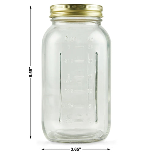 (2 Pack) 32oz Regular Mouth Quart Glass Canning Jars With Gold Lids & Screw Bands, 12 Count Large Airtight Storage Containers For , Fermenting & DIY Decor product image
