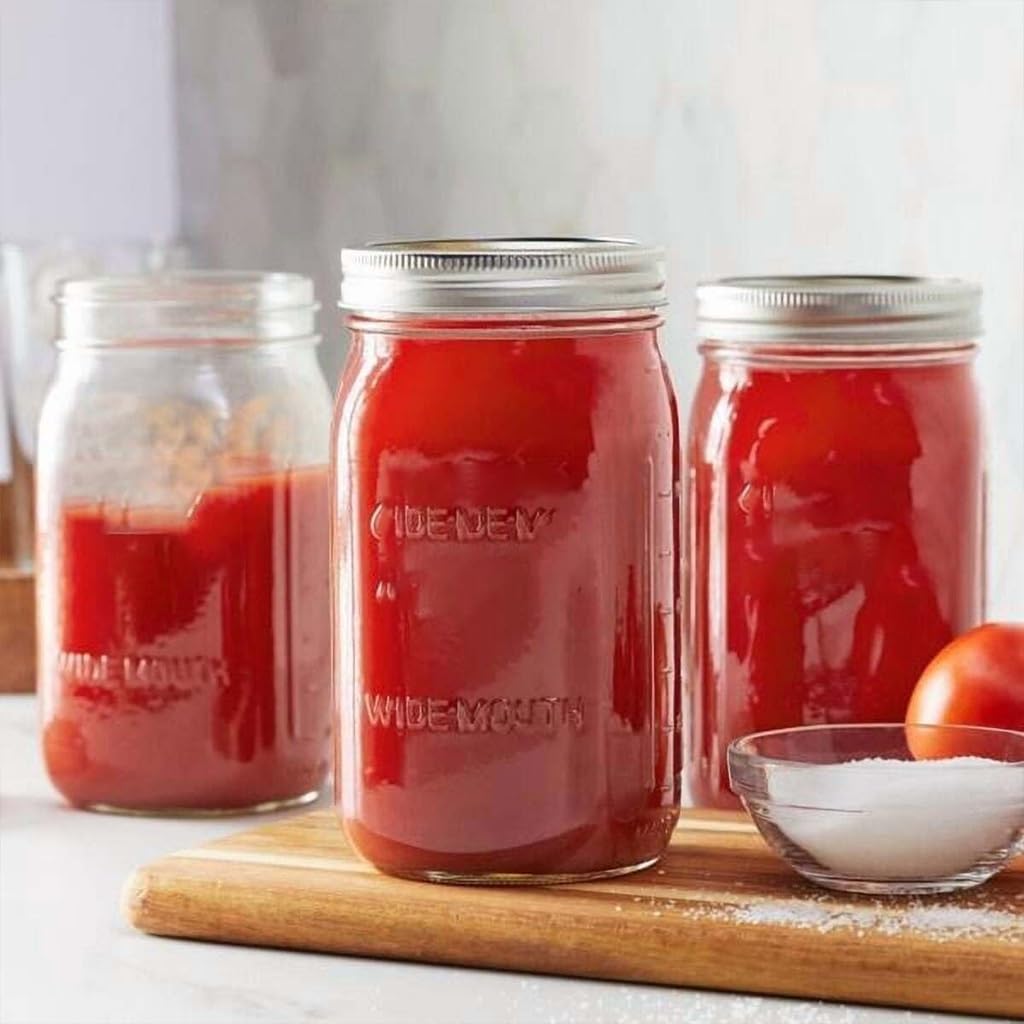 12 Count 32oz Wide Mouth Quart Ball Mason Jars, BPA-Free Food Grade Glass Canning With SureTight Silver Metal Lids & Bands, Large Storage For , Meal Prep, Crafts & Gift Packaging product image