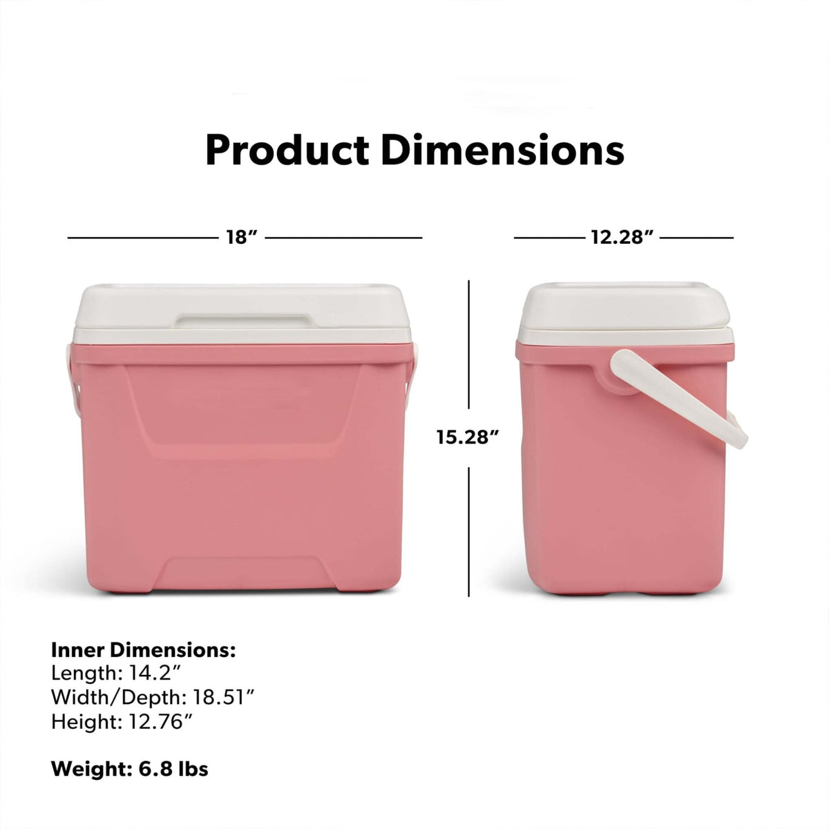 28QT Hard Sided Portable Insulated Ice Chest Cooler Box, 26L Ergonomic Curved Back Eco Foam Thermal Cooling For Camping Sports Day Trips Outdoor Road Travel product image