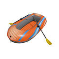 Inflatable Raft Boat Set, 73 X 38 Inch Orange Blue Water Float, Fits 1 Adult, 210 LBS Load, Comes With Oars, Hand Pump & Repair Patch For Lake Pool Fishing Sports