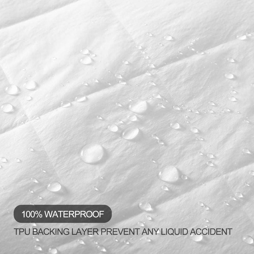 Size 60"×80" Quilted Fitted Waterproof Mattress Pad Cover, 100% Liquid-Proof Noiseless Microfiber Protector, Deep Pocket Fits 8"-21" Mattresses, Washable Diamond Stitch Soft White Bed product image