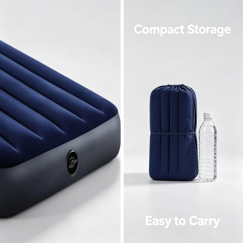 10 Inch Twin Inflatable Air Mattress, Polyester Beam Bed With Velvet Flocked Top, Wide 2-in-1 Valve, Pump Not Included, Foldable Portable For Indoor Guest Room Camping Travel product image
