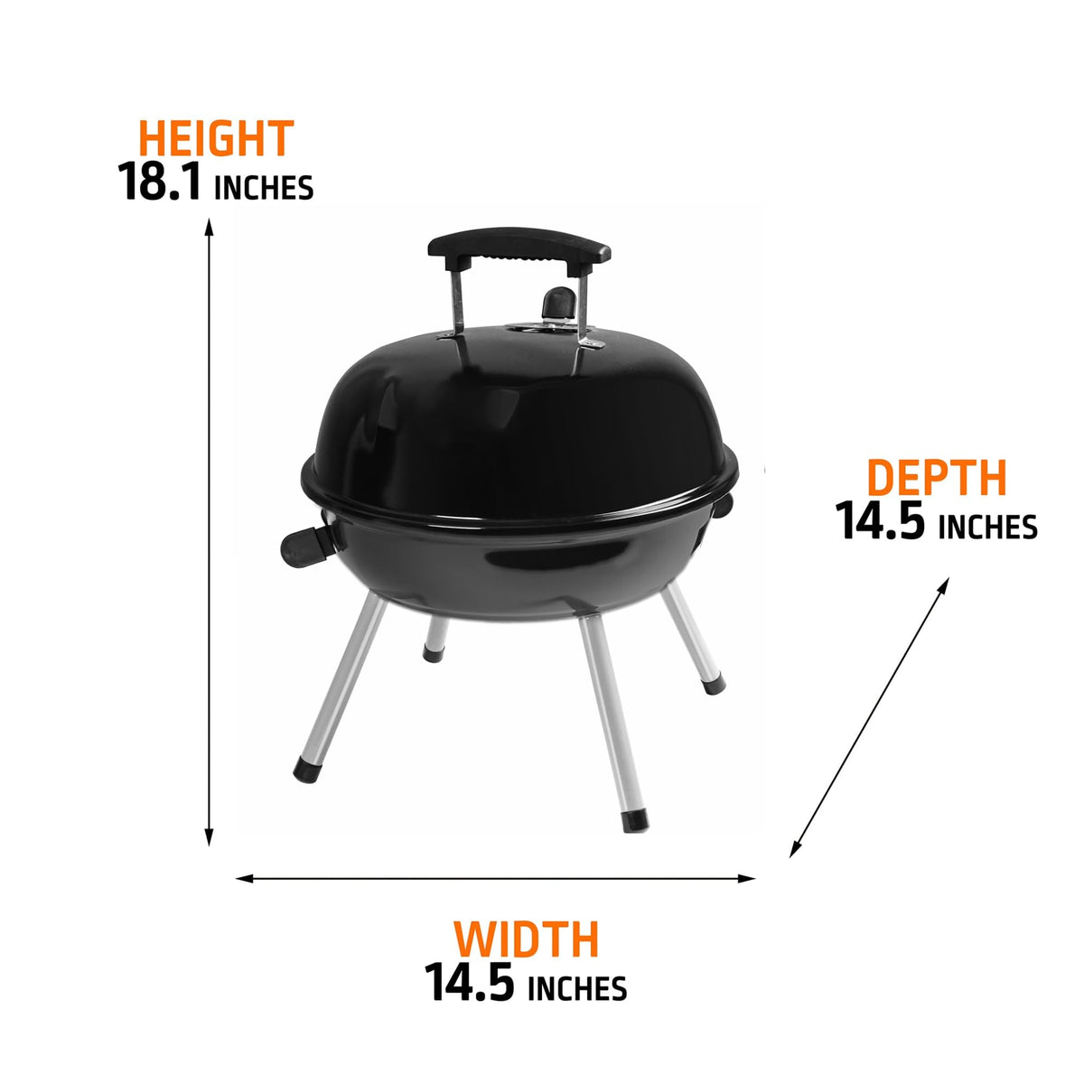 14.5 Inch Black Portable Dome Charcoal Grill product image