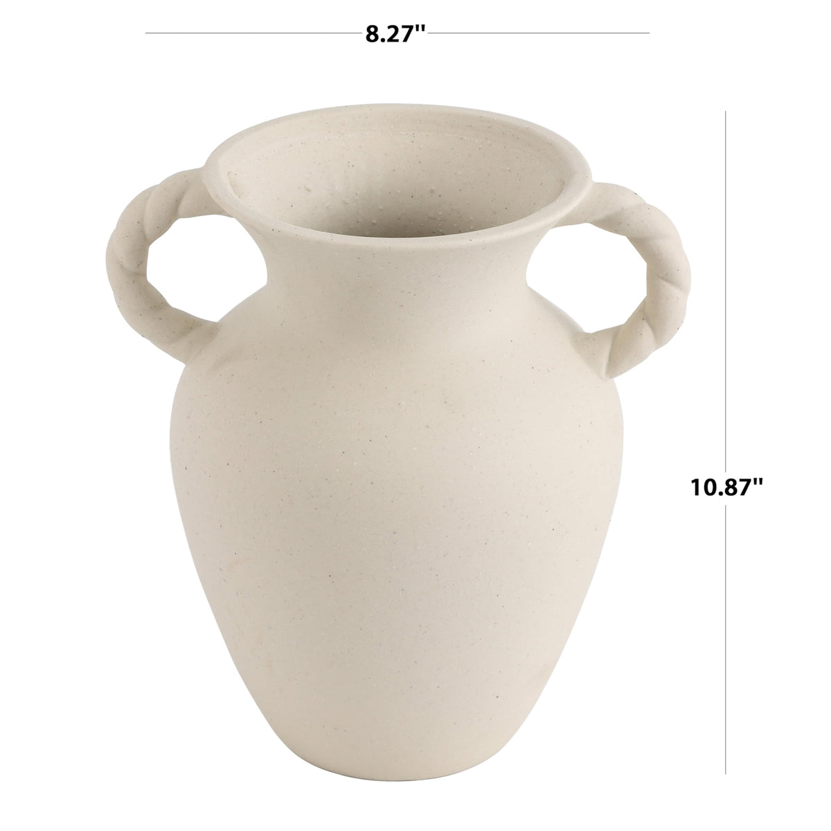 Off-White Ceramic Tabletop Vase With Knotted Design Handle, 10.87" Tall - product image 4