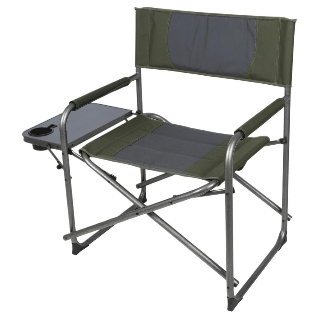 Green Oversized Folding Director Chair With Foldable Side Table, Heavy-Duty Portable Outdoor Camping With 23 Inches Extra Wide Seat